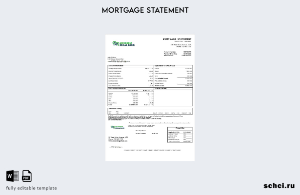 скачать цифровую версию USA Somerset Regal Bank, шаблон выписки по ипотеке в фор