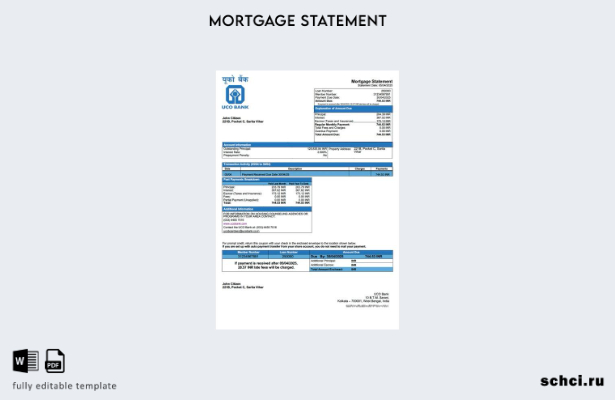 цифровая загрузка Индия UCO Bank выписка по ипотечному кредиту шаблон Word и PDF
