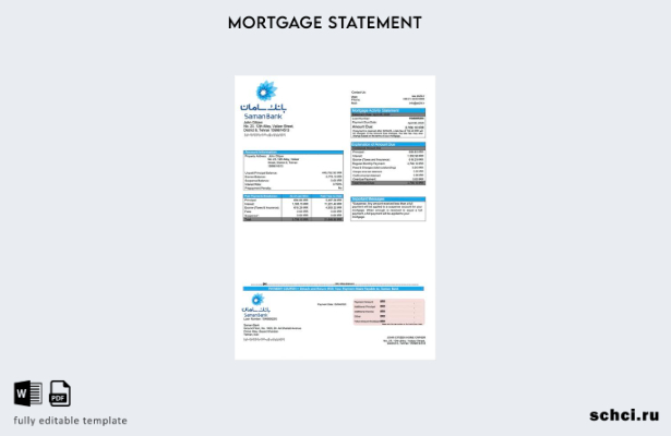 цифровая загрузка Иран Saman Bank выписка по ипотеке Word и шаблон PDF