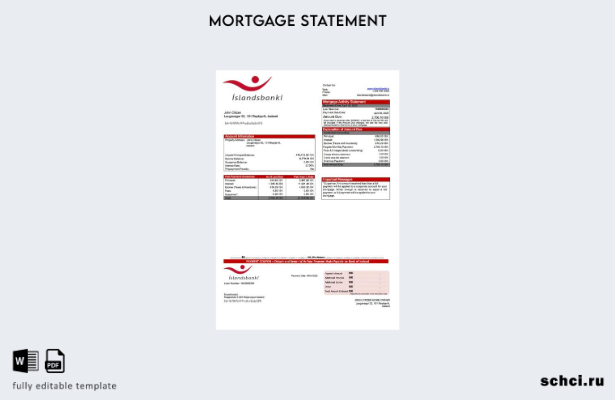 цифровая загрузка Исландия Банк Исландии (Íslandsbanki) выписка по ипотеке Шабло