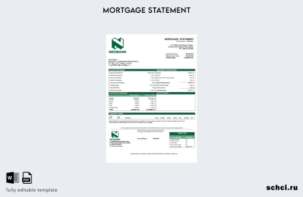 цифровая загрузка Лесото Nedbank Выписка по ипотеке Лесото Шаблон в формате Word
