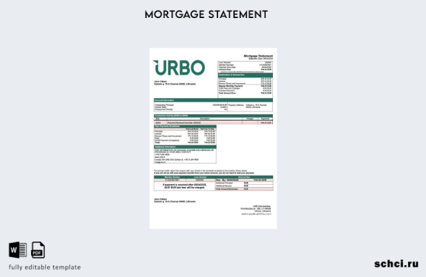 цифровая загрузка Литва UAB Urbo Bankas Выписка по ипотеке Word и PDF шаблон
