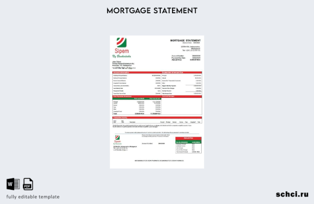 цифровая загрузка Мадагаскарская выписка по ипотечному кредиту SIPEM Banque Шабл