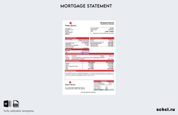 цифровая загрузка Мьянма Yoma Bank выписка по ипотеке Word и шаблон PDF