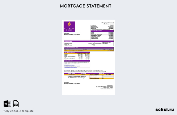 цифровая загрузка Нигерия Polaris Bank выписка по ипотеке шаблон Word и PDF