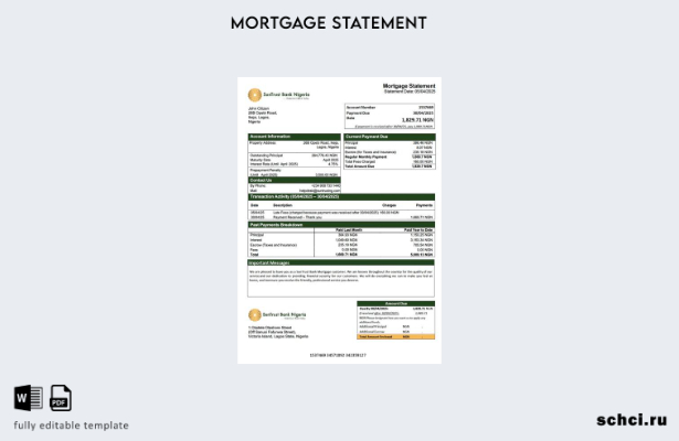 цифровая загрузка Нигерия SunTrust Bank выписка по ипотеке Word и шаблон PDF