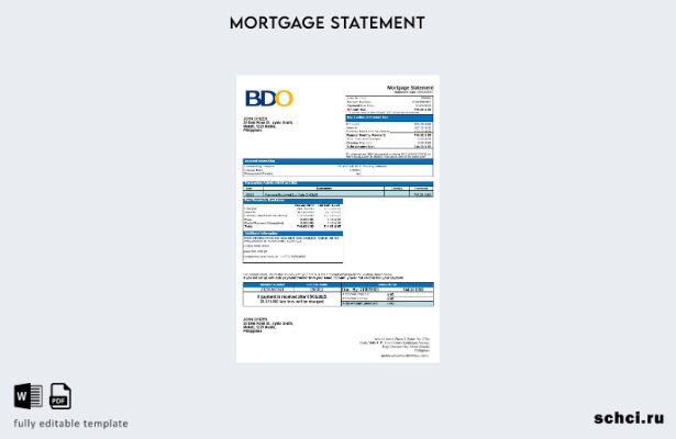 цифровая загрузка Филиппины Выписка по ипотеке BDO в формате Word и шаблон PDF