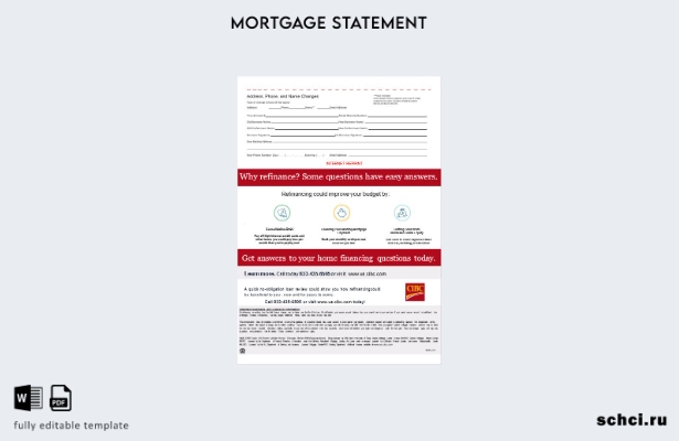 цифровая загрузка выписки по ипотеке банка CIBC США в форматах Word и PDF, шаб 1