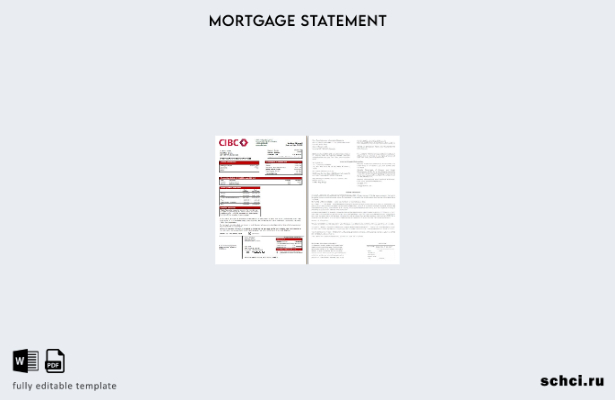 цифровая загрузка выписки по ипотеке CIBC Bank Canada, страницы, шаблон