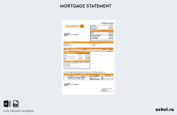 цифровая загрузка шаблона выписки по ипотеке шведского банка Swedbank в форматах
