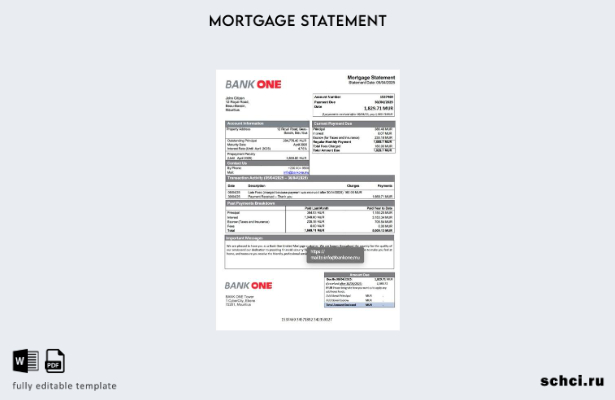 цифровая загрузка Mauritius Bank One Limited, выписка по ипотеке, шаблон в форма