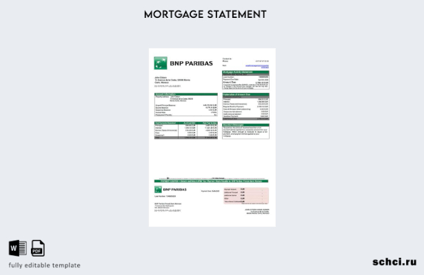 цифровая загрузка Monaco BNP Paribas Private Bank Monaco Выписка по ипотеке Шабл