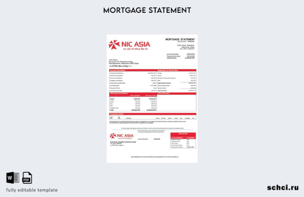 цифровая загрузка Nepal NIC Asia Bank, выписка по ипотеке, шаблон в формате Word