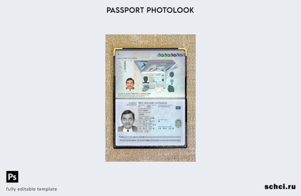 цифровая загрузка шаблона фотоизображения для паспорта Новой Зеландии