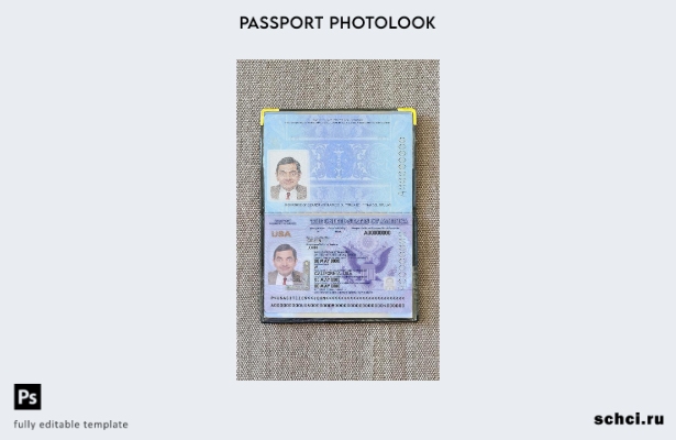 цифровая загрузка шаблона фотоизображения паспорта США
