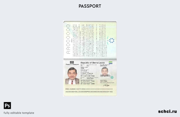 скачать цифровой шаблон паспорта Сьерра Леоне