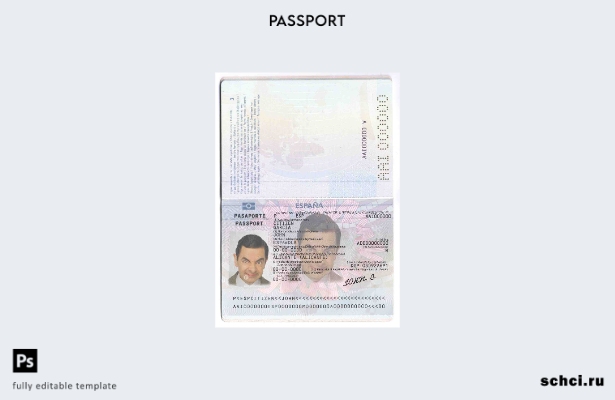 цифровая загрузка шаблона паспорта Испании (до)