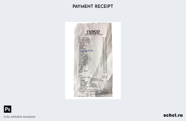 скачать цифровой шаблон чека супермаркета Tesco