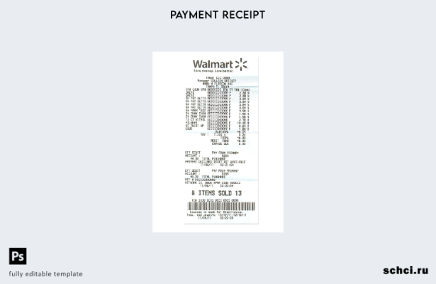 цифровая загрузка шаблона версии платежного чека Walmart