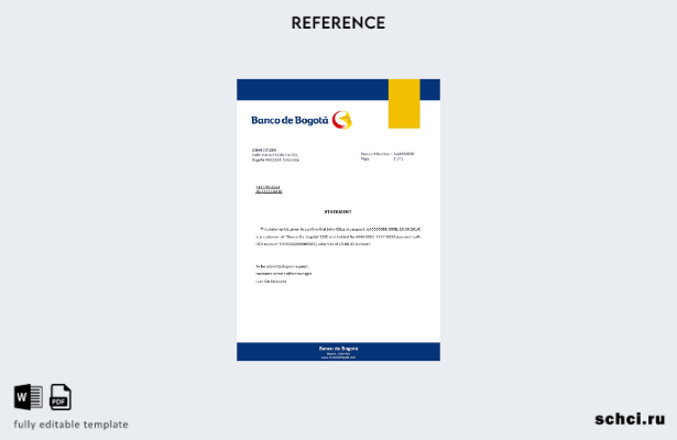 скачать цифровую версию шаблона справки о закрытии Banco de Bogotá в Колумбии