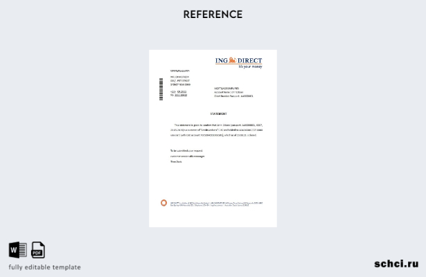 цифровая загрузка австралийского эталонного шаблона прямого закрытия ING