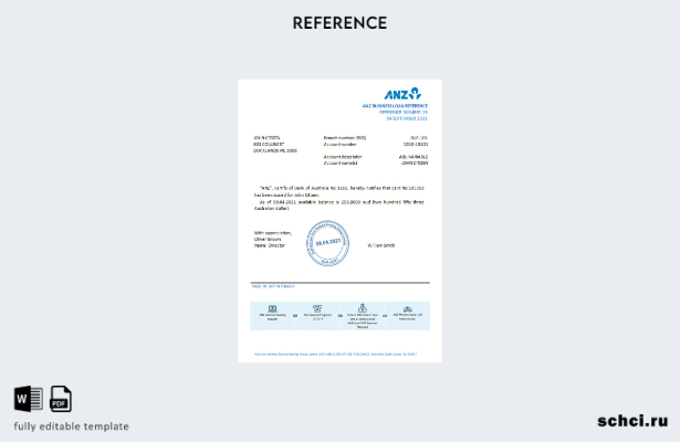 цифровая загрузка шаблона справки о банке Австралии ANZ