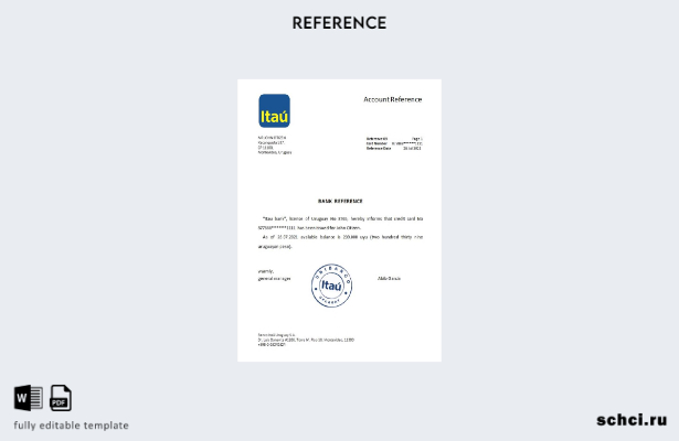 цифровая загрузка шаблона справки о банке Уругвая Itau