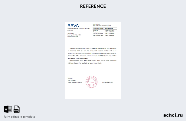 цифровая загрузка шаблона справки о банке BBVA в Аргентине