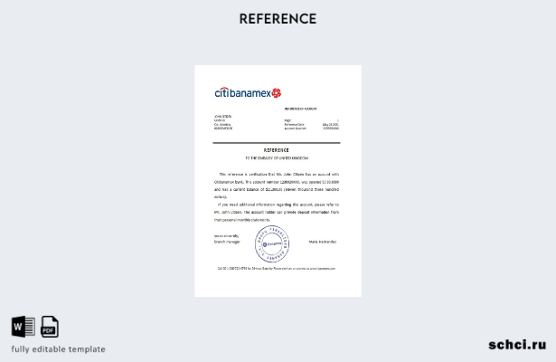 цифровая загрузка шаблона справки о банке Citibanamex в Мексике