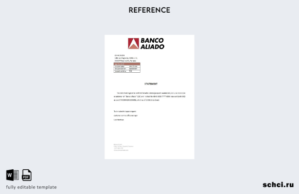 цифровая загрузка шаблона справки о закрытии Panama Banco Banco Aliado