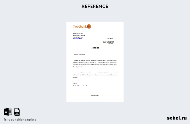 цифровая загрузка шаблона справки о закрытии Swedbank в Литве
