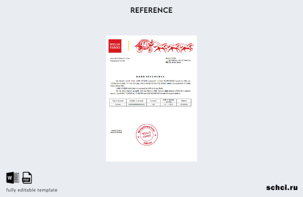цифровая загрузка шаблона справки USA Wells Fargo Bank