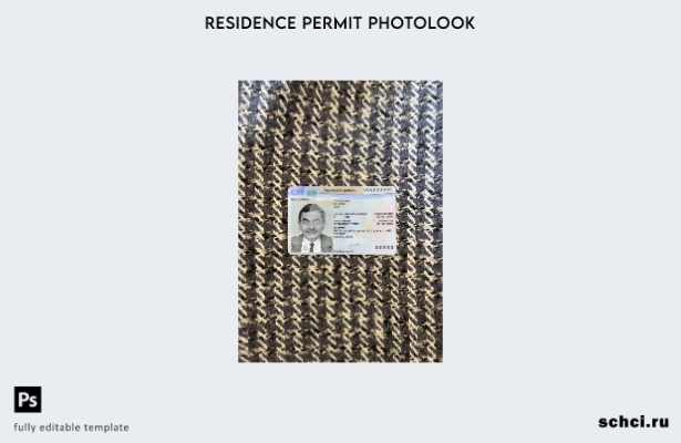 цифровая загрузка карты постоянного жителя Чехии, фотообраз шаблона ПЕРЕДНЕЙ сто