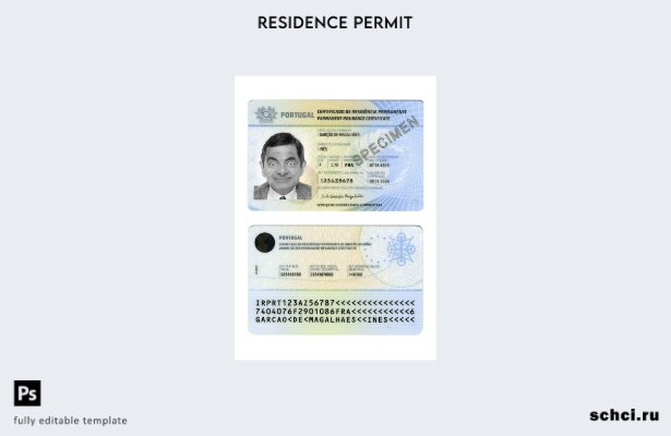 скачать цифровой шаблон сертификата на постоянное проживание в Португалии