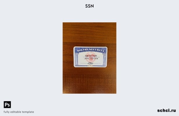 цифровая загрузка США SSN фотоальбом фон стола из темного дерева ПЕРЕДНИЙ шаблон