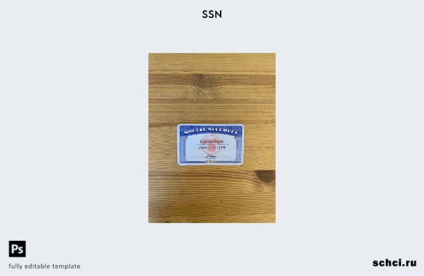 цифровая загрузка США SSN фотоальбом яркий деревянный фон стола шаблон ПЕРЕДНИЙ