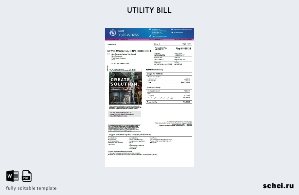 скачать в цифровом формате шаблон счета за коммунальные услуги Philippines Globe