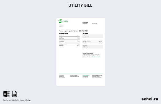 скачать в цифровом формате шаблон счета за электроэнергию Ovo Energy, Великобрит