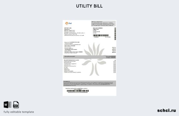 скачать в цифровом формате, Румыния, Enel, образец счета за коммунальные услуги,