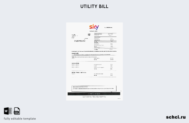 скачать цифровой шаблон счета за коммунальные услуги United Kingdom Sky
