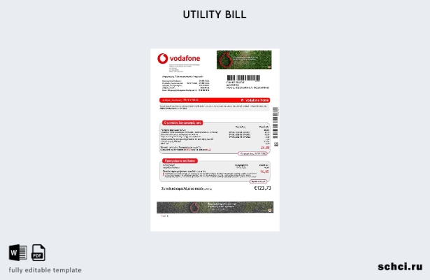 цифровая загрузка Греция Vodafone Греция шаблон слова счета за коммунальные услу
