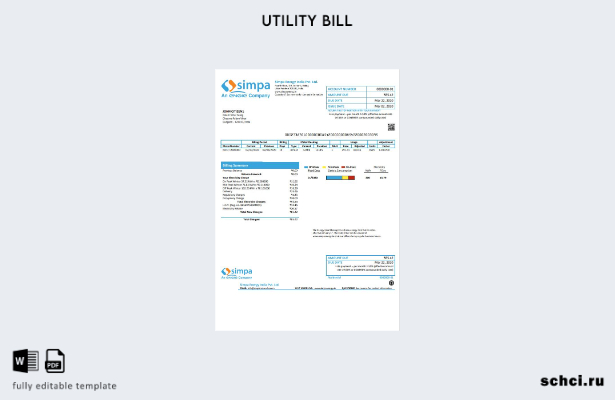 цифровая загрузка Индия Simpa Energy India Pvt. Шаблон слова счета за коммунальн