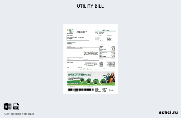 цифровая загрузка Пакистан PTCL счет за коммунальные услуги. шаблон