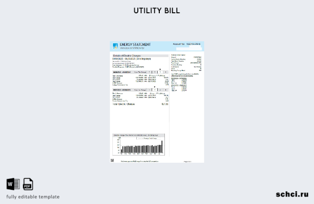 цифровая загрузка США PG&E страницы счетов за коммунальные услуги, шаблон стра 1