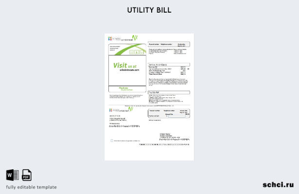 цифровая загрузка США Windstream Holdings, Inc.. Шаблон слова счета за коммуналь