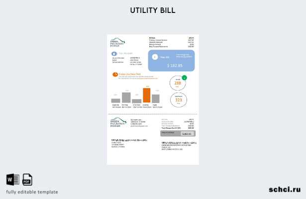 цифровая загрузка США, Вермонт Green Mountain Power, шаблон слова счета за элект