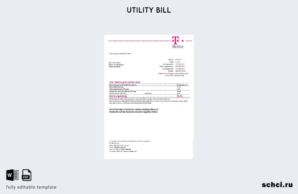 цифровая загрузка шаблон слова счета за коммунальные услуги Германия T Mobile
