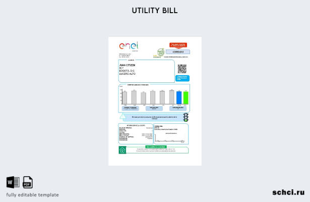 цифровая загрузка шаблон слова счета за коммунальные услуги ENEL в Колумбии