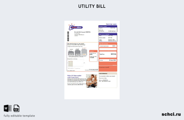 цифровая загрузка шаблон слова счета за электроэнергию в Австралии Powerdirect