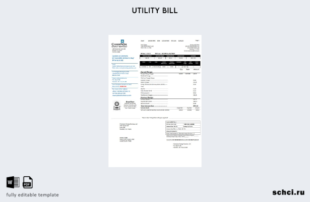 цифровая загрузка шаблон счета за коммунальные услуги USA Texas Champion Energy